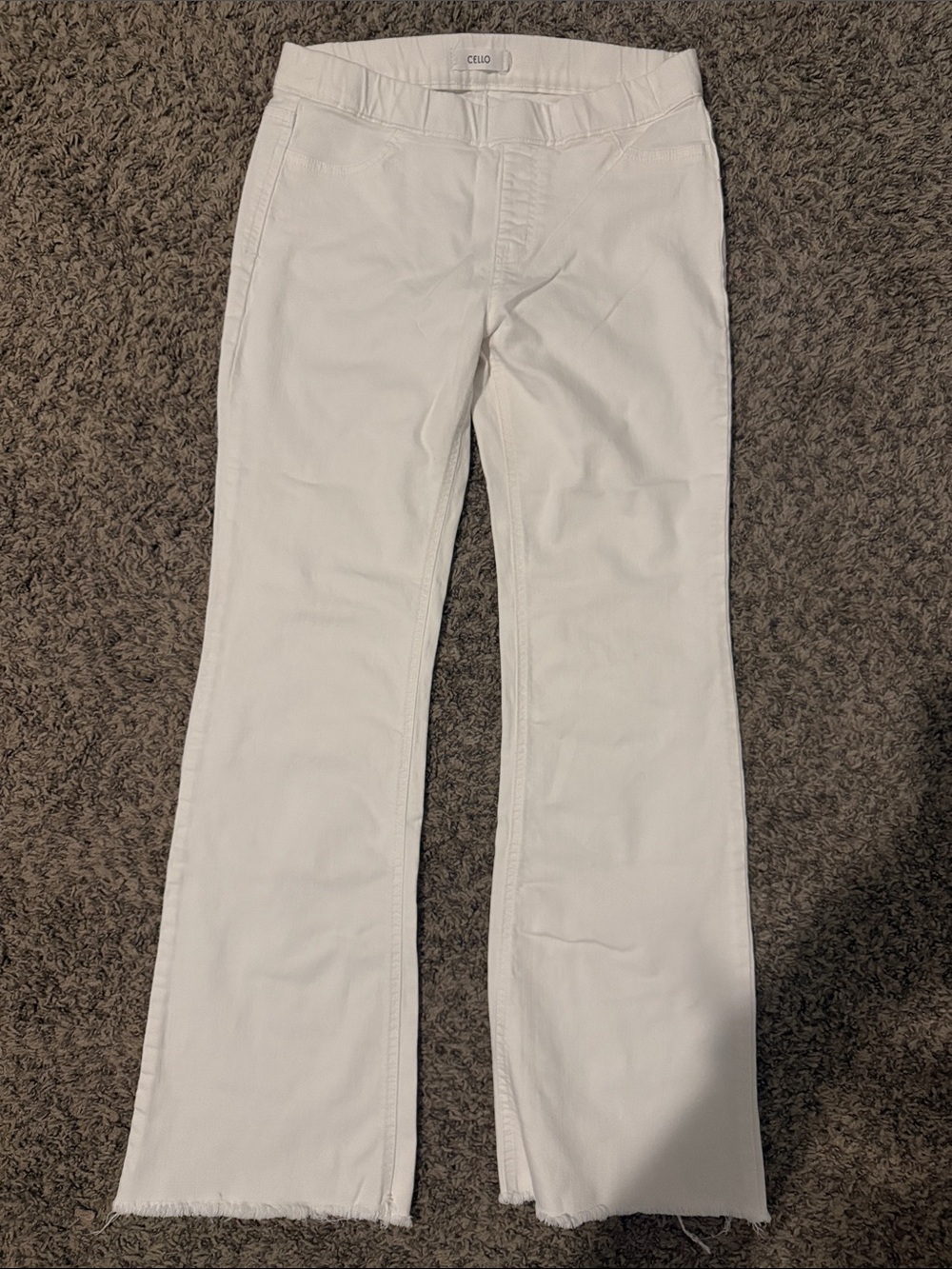 Cello White Flare Jeans with Raw Hem